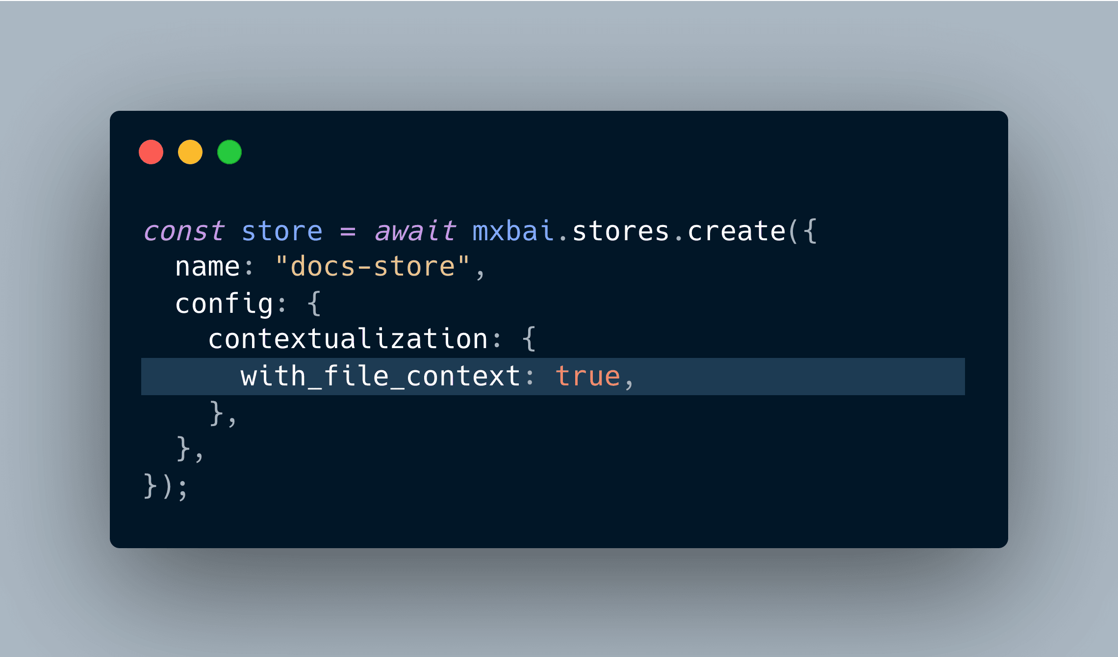 Creating a Store with automatic file contextualization enabled
